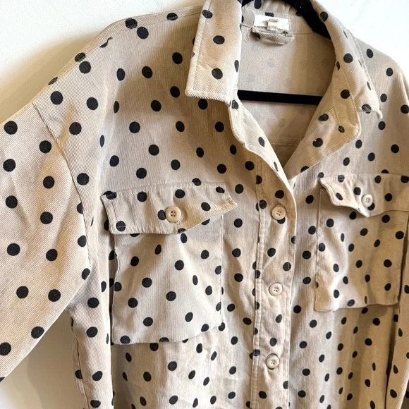 Easel Polka Dot Micro Corduroy Shacket - Picture 3 of 7